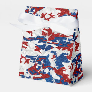 Rot, Weiß & Blau Camo 4. Juli Glitter Geschenkschachtel