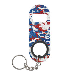 Rot, Weiß & Blau Camo 4. Juli Glitter Mini Flaschenöffner
