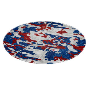 Rot, Weiß & Blau Camo 4. Juli Glitter Schneidebrett