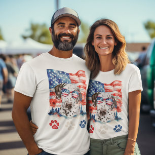 Rot Weiß Blau Dalmatiner Hund Amerikanisch 4. Juli T-Shirt