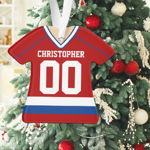 Rot-Weiß-Blau-Eishockeytrikot Ornament