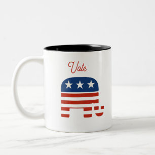 Rot Weiß Blau Elefant Halbzeitwahl Saison Zweifarbige Tasse