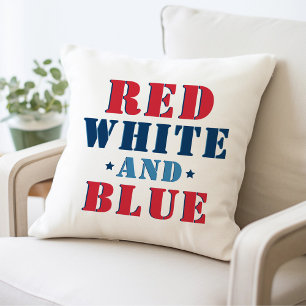Rot Weiß Blau Fetter Patriotischer Text Kissen