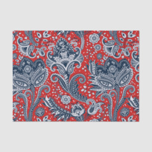 Rot Weiß & Blau Floral Paisley Bohemian Boho Seidenpapier