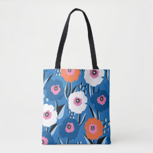Rot Weiß Blau: Floral Skandinavisch. Tasche