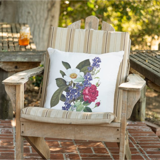 Rot, weiß, blau-florales Botanisches Kunstkissen Kissen (Stuhl )
