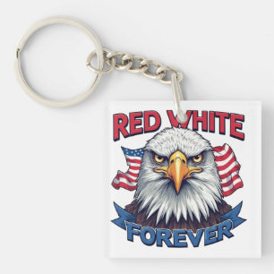 Rot Weiß & Blau Forever Amerikanische Flagge Patri Schlüsselanhänger