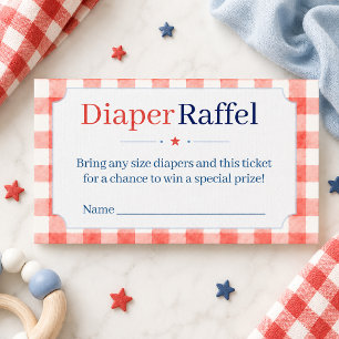 Rot Weiß Blau Gingham-Windel-Raffle-Ticket Begleitkarte