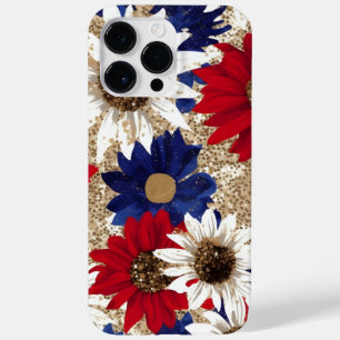 ROT-WEISS-BLAU-GOLD-GLITZER SIEHT SONNENBLUMEN AUS Case-Mate iPhone 14 PRO MAX HÜLLE