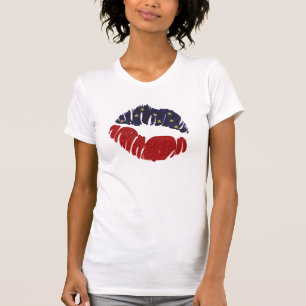 Rot Weiß Blau Gold Glitzer Sterne 4. KISS LIPPEN T-Shirt