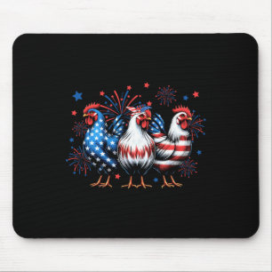 Rot Weiß Blau Huhn USA-Flagge Feuerwerk 4. Juli Mousepad