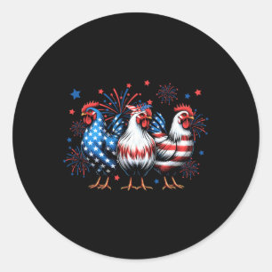 Rot Weiß Blau Huhn USA-Flagge Feuerwerk 4. Juli Runder Aufkleber