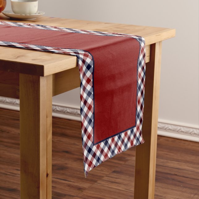 Rot-Weiß-Blau-kariert-Mitteltisch-Läufer Kurzer Tischläufer (Beispiel)