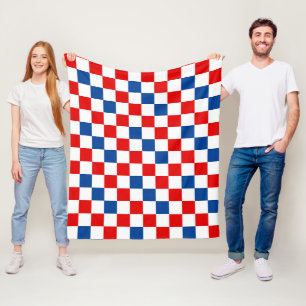 Rot Weiß Blau kariertes Musterdesign Fleecedecke