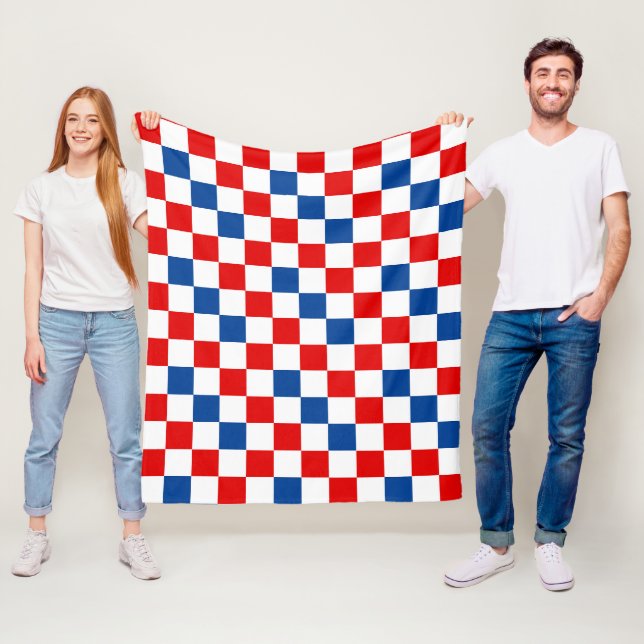 Rot Weiß Blau kariertes Musterdesign  Fleecedecke (Beispiel)