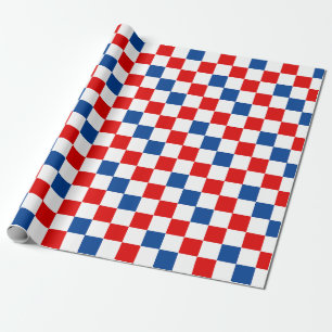 Rot Weiß Blau Kariertes Musterdesign  Geschenkpapier