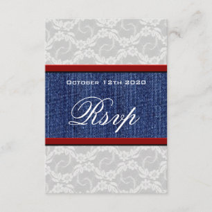 Rot-Weiß-Blau-Landeshochzeit-RSVP-Karten RSVP Karte