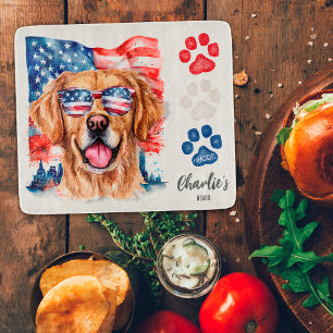 Rot Weiß Blau Lustiger Golden Retriever Hund Lecke Schneidebrett