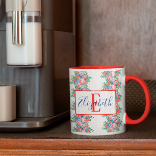 Rot-Weiß-Blau-Name Monogramm 4. Juli Tasse