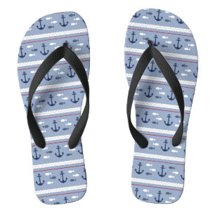 Rot Weiß Blau Nautische Anker Segeln Booten Flip Flops
