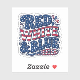 Rot-Weiß-Blau-Patriotische-4.-Juli-Typographie Aufkleber