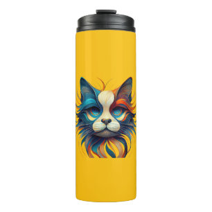 Rot Weiß & Blau Patriotische Katze Thermosbecher