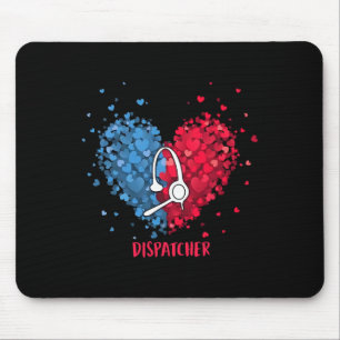 Rot Weiß Blau Patriotischer 911-Dispatcher Herz 4. Mousepad