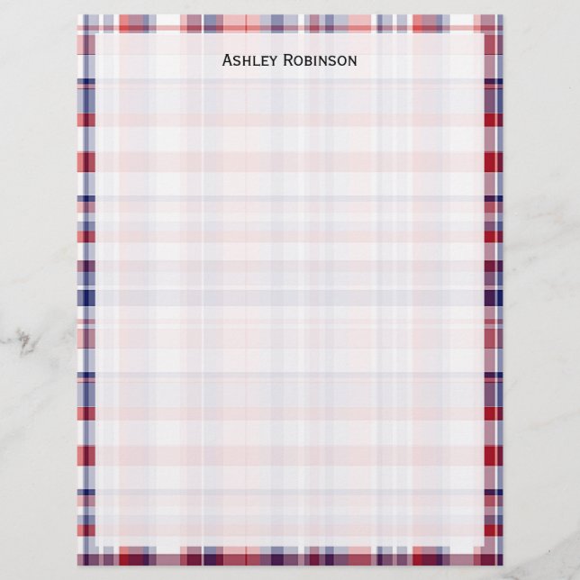 Rot, Weiß, Blau Preppy Madras Kariert (Vorderseite)