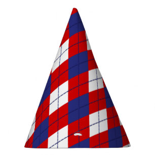 Rot, Weiß, Blau Raute 1-PAPIERHÜTTE FÜR PARTY Partyhütchen