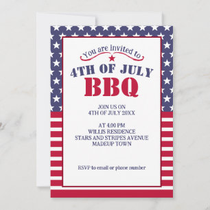 Rot Weiß Blau Sterne Streifen USA-Flagge 4. Juli B Einladung