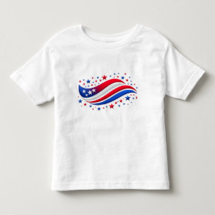 Rot-Weiß-Blau-Sterne- und Wellen-Design – USA-Stol Kleinkind T-shirt