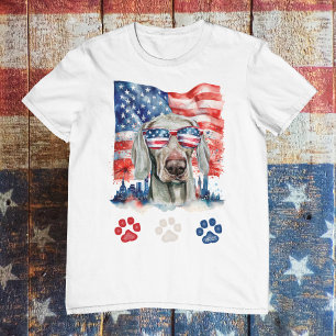 Rot Weiß Blau Weimaraner Hund Amerikanisch 4. Juli T-Shirt