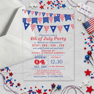 Rot-Weiß-Blau-Wimpel Flaggen 4. Juli Party Acryleinladungen