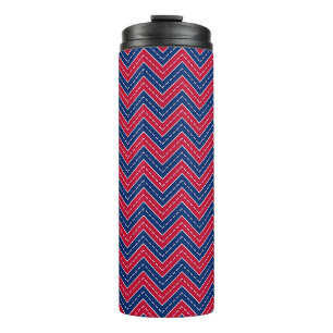 Rot-Weiß-Blau-Zick-Zack-Thermal-Tumbler Thermosbecher