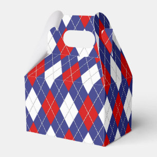 Rot, Weiß, Blaue Raute, 2-GASTGESCHENK-Box, Gabel Geschenkschachtel