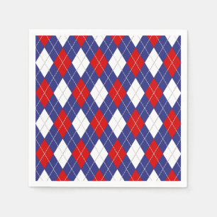 Rot, weiß, blaue Raute 2-PAPIERNAPKINE Serviette
