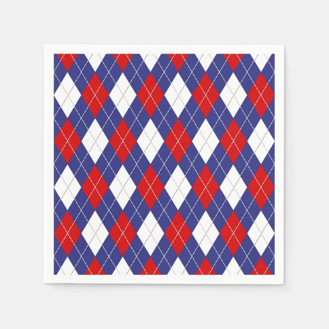 Rot, weiß, blaue Raute 2-PAPIERNAPKINE Serviette (Vorderseite)
