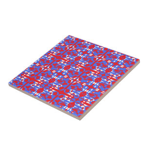 Rot-weiß-blaue Sphären Fliese