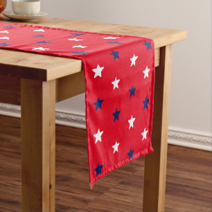 Rot-Weiß-Blaue-Sterne-Amerikanerin patriotisch Mittelgroßer Tischläufer