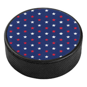 Rot-Weiß-blaue Sterne Amerikanische Patriotin Eishockey Puck