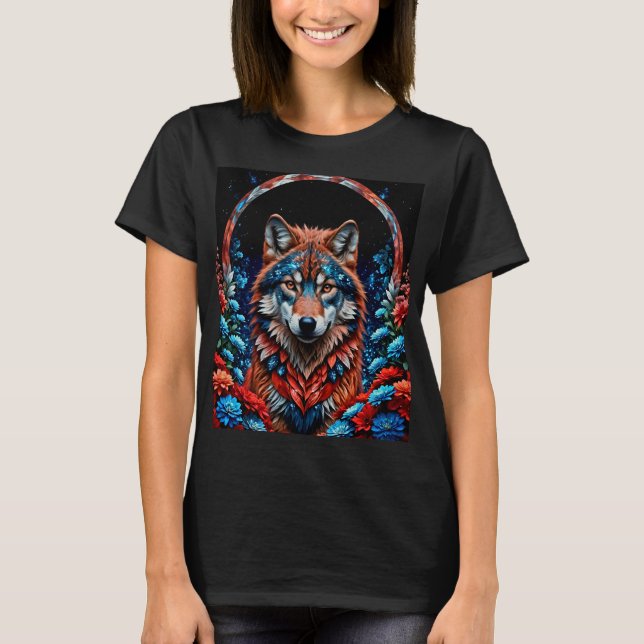 Rot, Weiß, Blauer Wolf T-Shirt (Vorderseite)