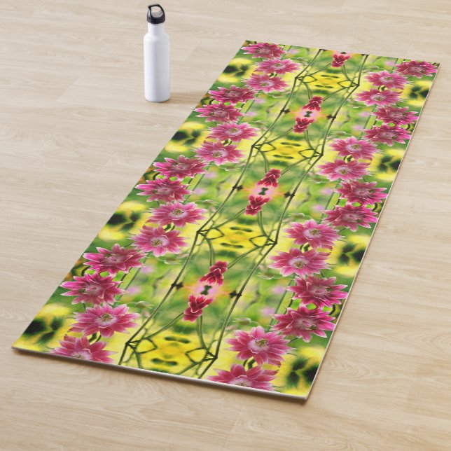 Rot-Weiß-Blume Abstraktes Muster Yogamatte (Beispiel)