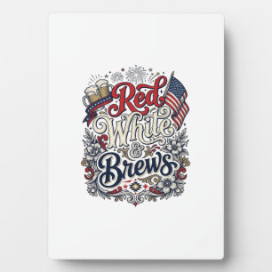 Rot Weiß & Brews Patriotisches Bier-Shirt-Design_1 Fotoplatte
