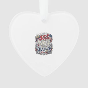 Rot Weiß & Brews Patriotisches Bier-Shirt-Design_1 Ornament