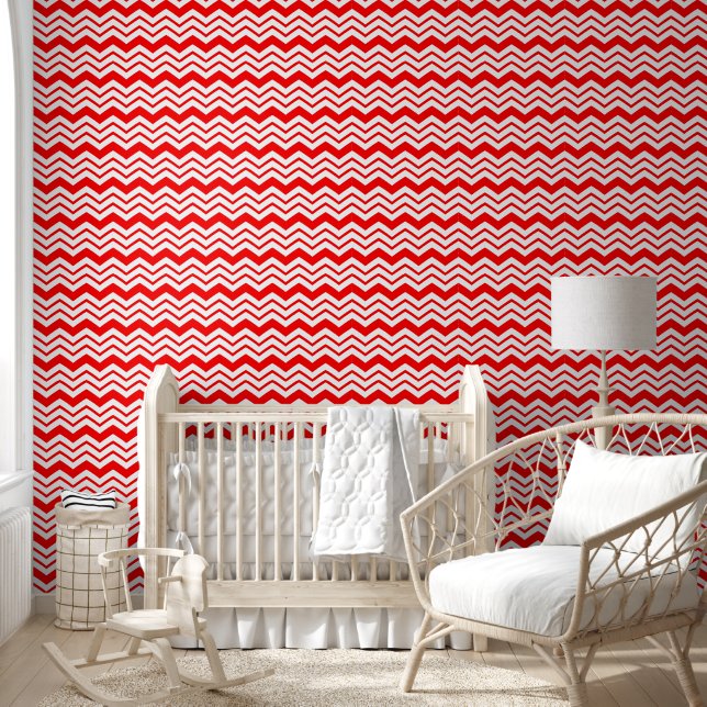 Rot-Weiß-Chevron-Zickzack-Musterdesign  Tapete (Kinder)