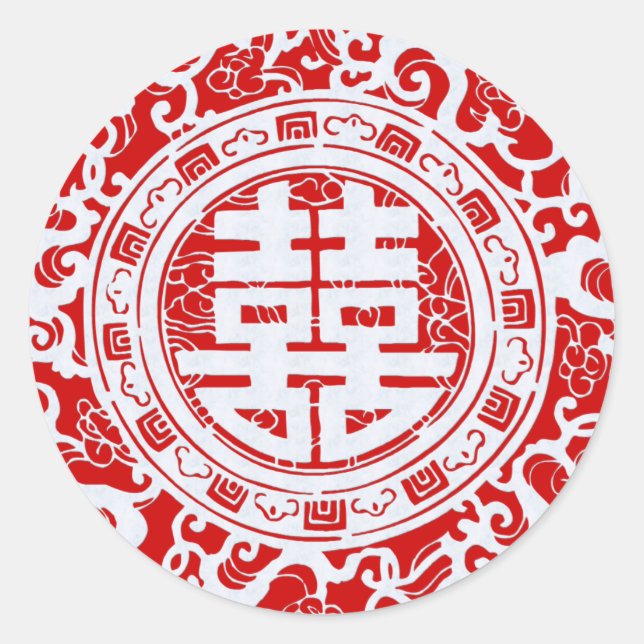 Rot-Weiß-Chinesisch-Klebekleber Runder Aufkleber (Vorderseite)