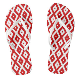 Rot-Weiß-Diamantmuster Flip Flops