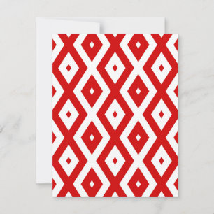 Rot-Weiß-Diamantmuster RSVP Karte