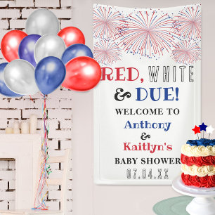 Rot, Weiß & Due! Babydusche am 4. Juli Banner