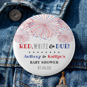 Rot, Weiß & Due! Babydusche am 4. Juli Button